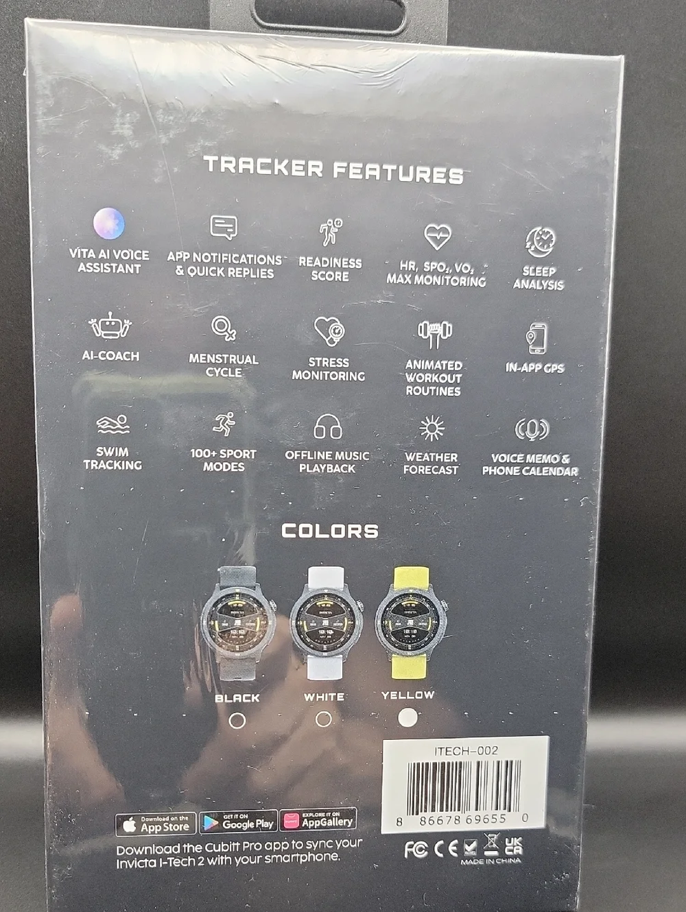 NEW Invicta I-Tech 2 Smartwatch Bright Yellow Silicone Band and Black Case 46mm